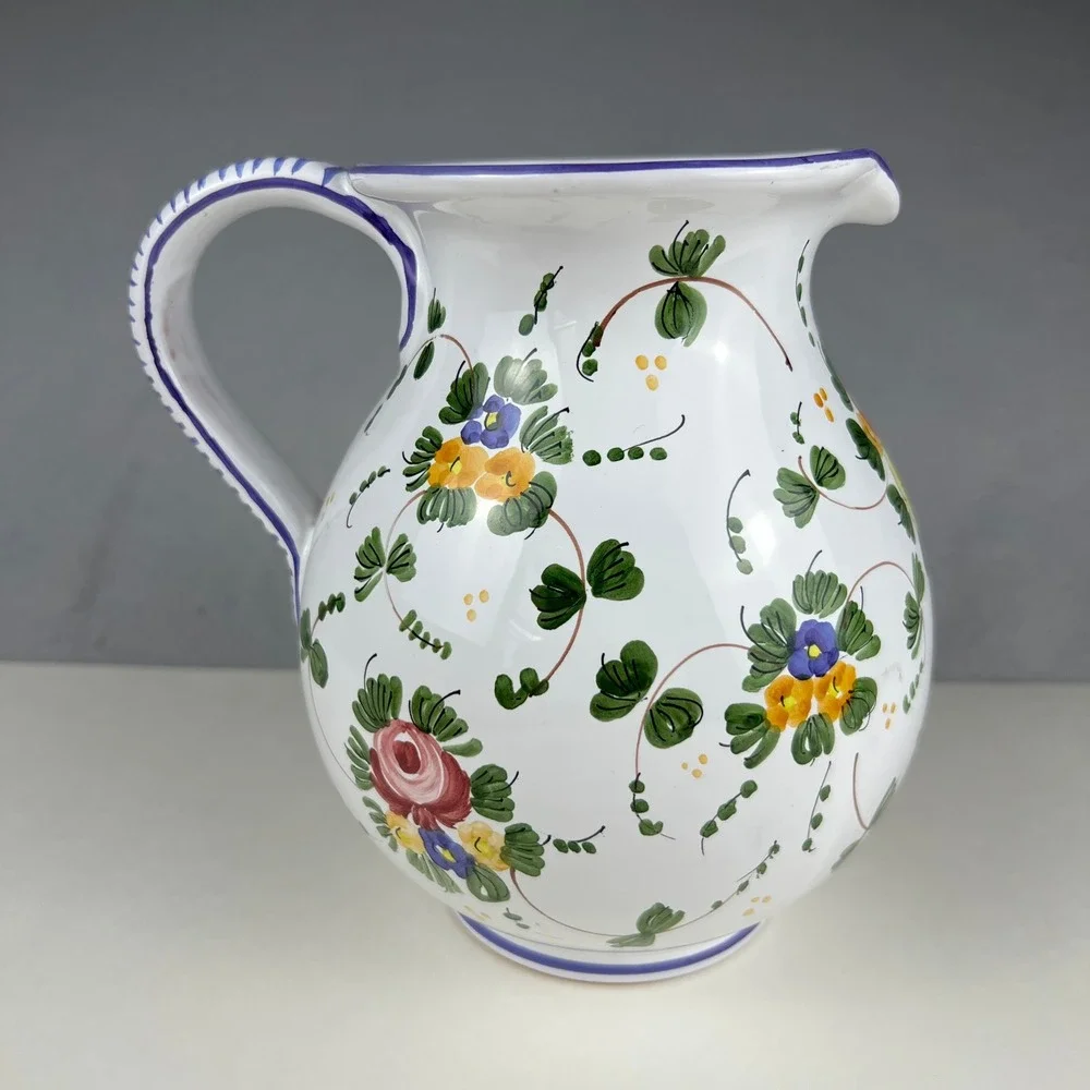 VTG Pitcher Made in Italy L. Pardi Floral Pitcher 7.5